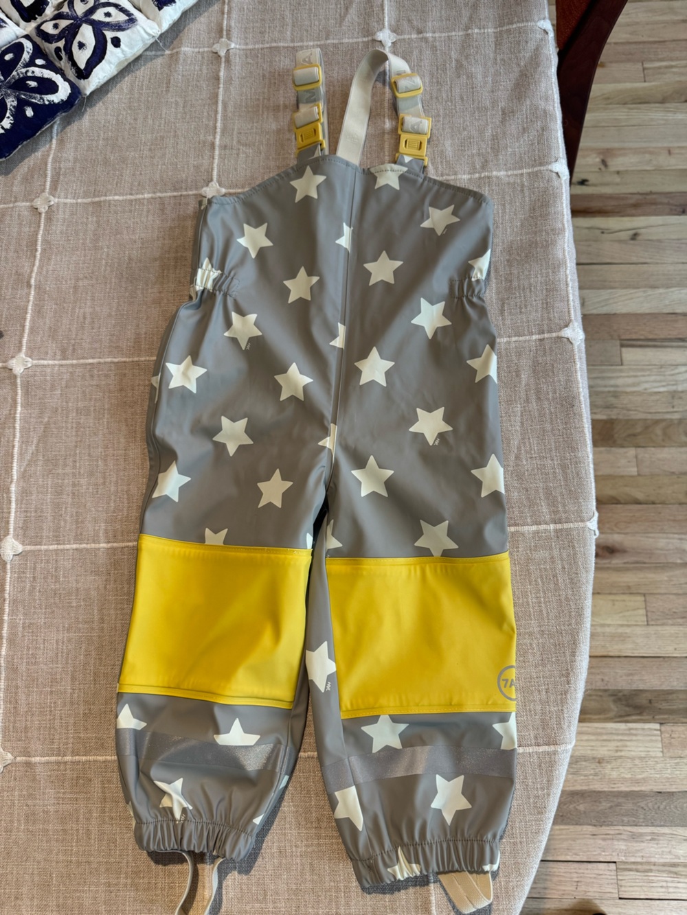 7 AM Enfant Grey Star Rain Pants with Yellow Panels